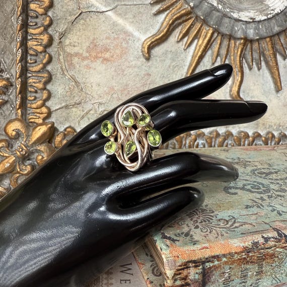 Peridot Statement Ring Sterling Silver Ring, East… - image 1