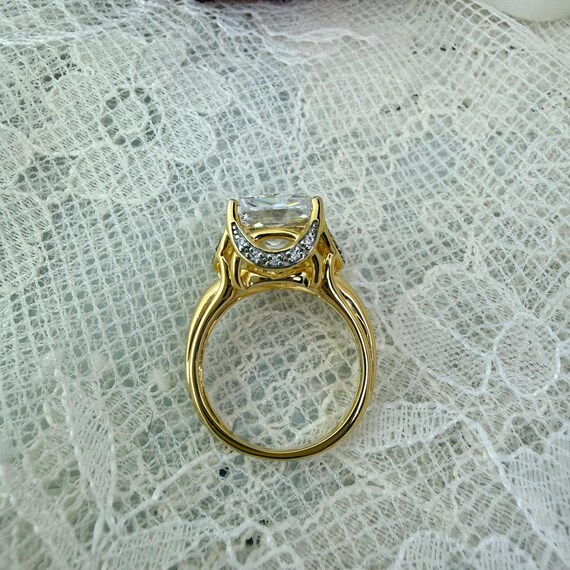 925 Sterling Silver Statement Ring, Diamond Simul… - image 5