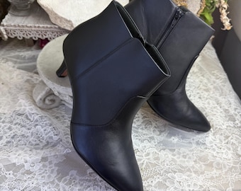 Clarks Leather Booties, Kitten Heel Boots, Black Leather, 11W