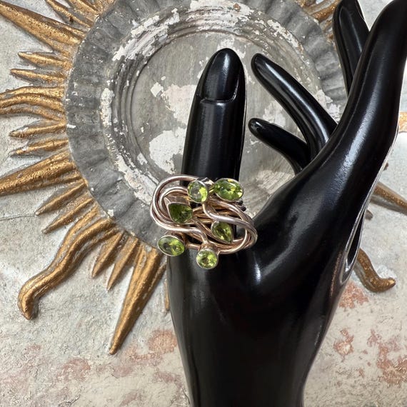 Peridot Statement Ring Sterling Silver Ring, East… - image 4