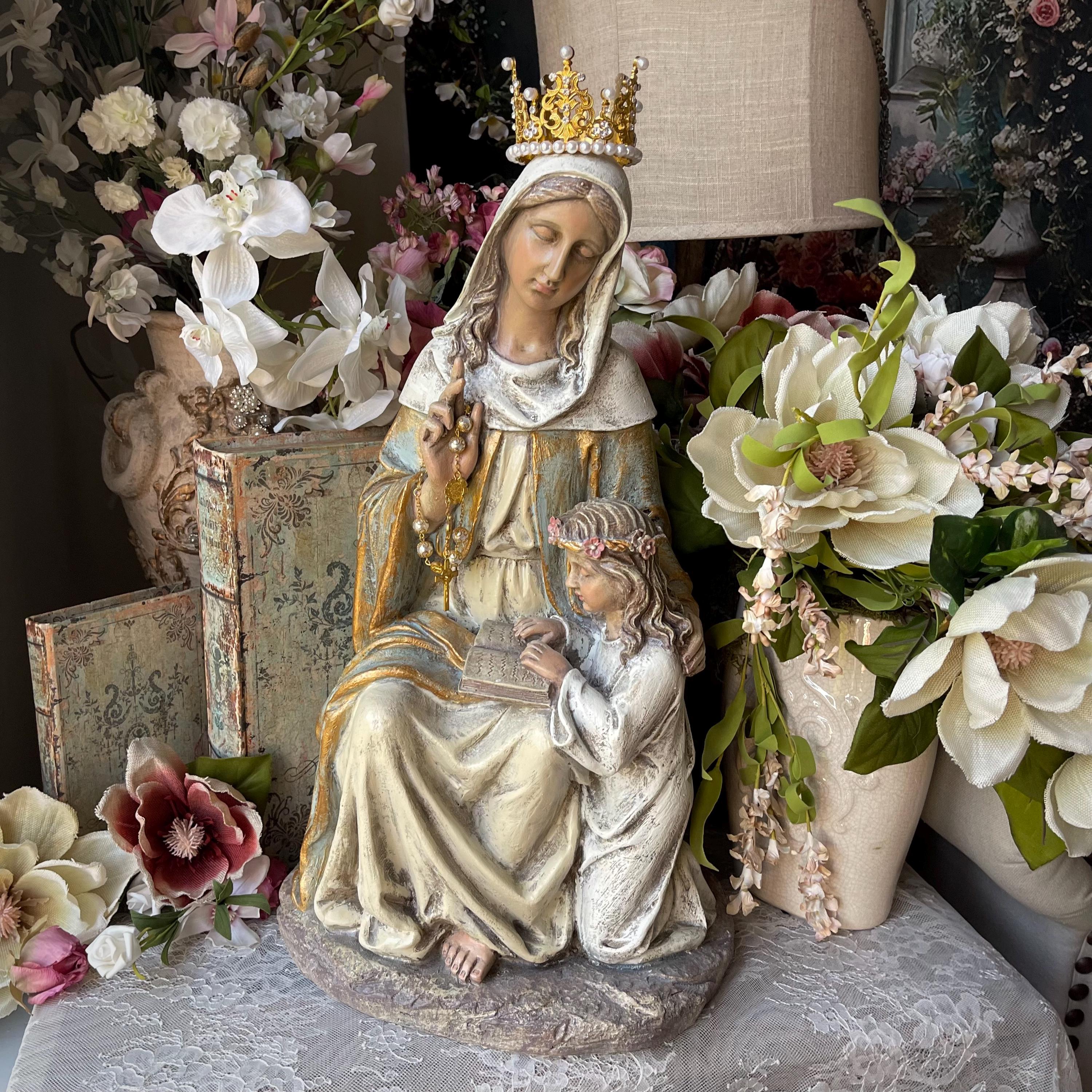 Large Madonna Statue, St Anne & Mary, Religious Art | 23.5"