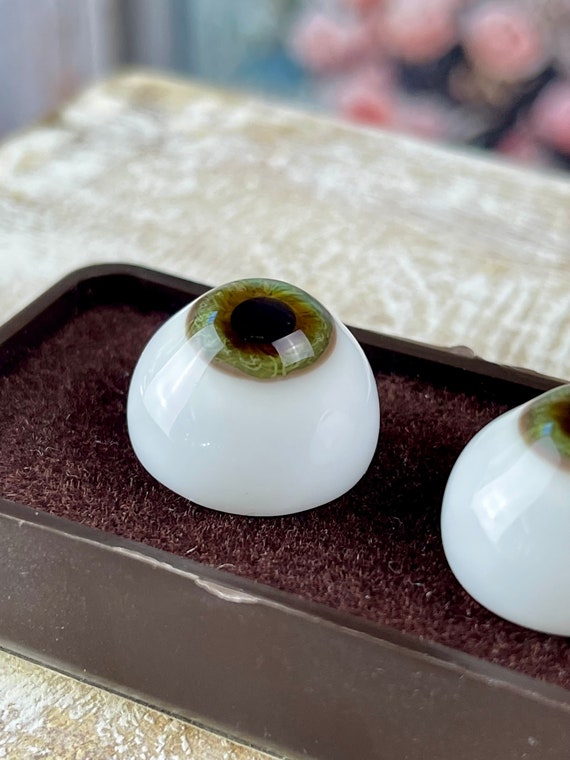 Yeux poupée ancienne noisette 22mm Hazel mouth blown eyes for antique