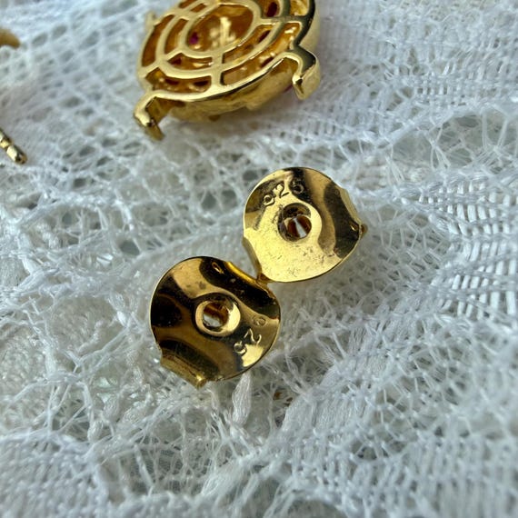 Rarities Ruby Ladybug Stud Earrings, 18K Gold ove… - image 7