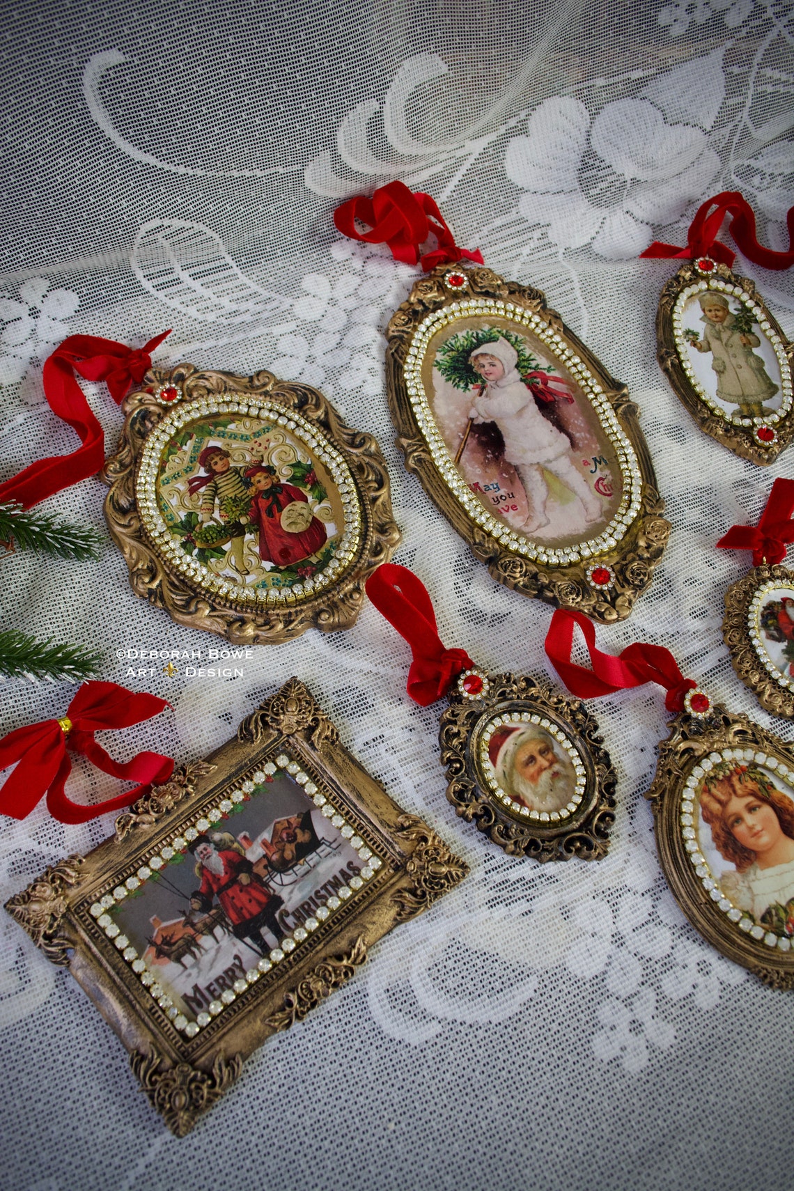 Victorian Christmas Ornaments Set of 8 Handcrafted Etsy