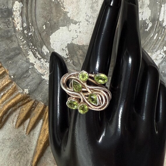 Peridot Statement Ring Sterling Silver Ring, East… - image 2