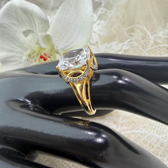 925 Sterling Silver Statement Ring, Diamond Simul… - image 10