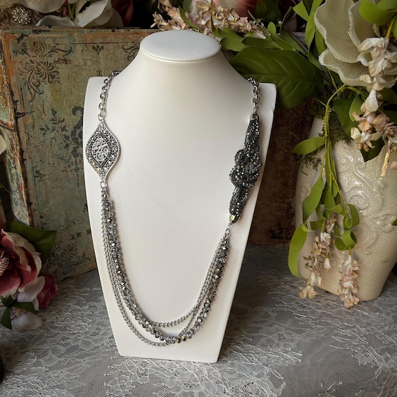 Multi Strand Statement Layered Necklace Handcraft… - image 1