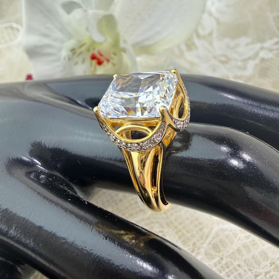 925 Sterling Silver Statement Ring, Diamond Simul… - image 4