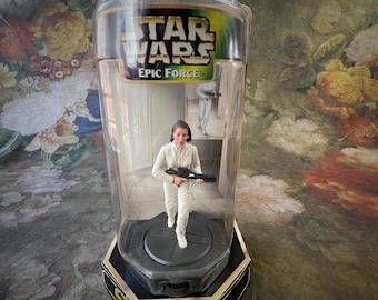 Vintage 1998 Princess Leia Organa Figure, Star Wars Epic Force, Kenner, Original Box