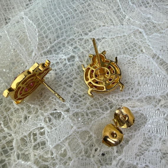 Rarities Ruby Ladybug Stud Earrings, 18K Gold ove… - image 8