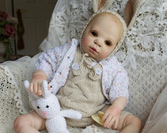 Reborn Baby Doll Willow Flower Baby Bunny, One of a Kind lifelike art doll, realistic doll