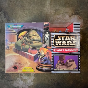 Star Wars Planet Tatooine Galoob 1996 Jabba the Hutt&#39;s planetary prison palace, Micro Machines, authentic play set sealed in original box.