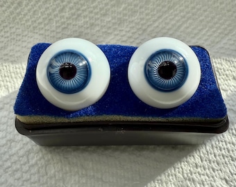 26mm Glass Eyes, Blue Full Round Doll Eyes, German Made