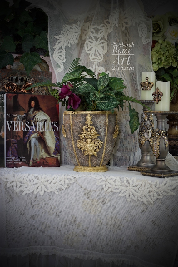 Handcrafted Baroque Cherub Vase, Gilded French Chateau Decor