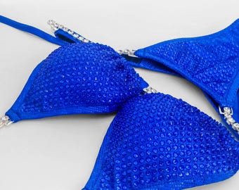 Royal Blue npc Crystal Competition Bikini | Made to Order | Size & Cut are confirmed after order is placed | 1-Week Delivery Option