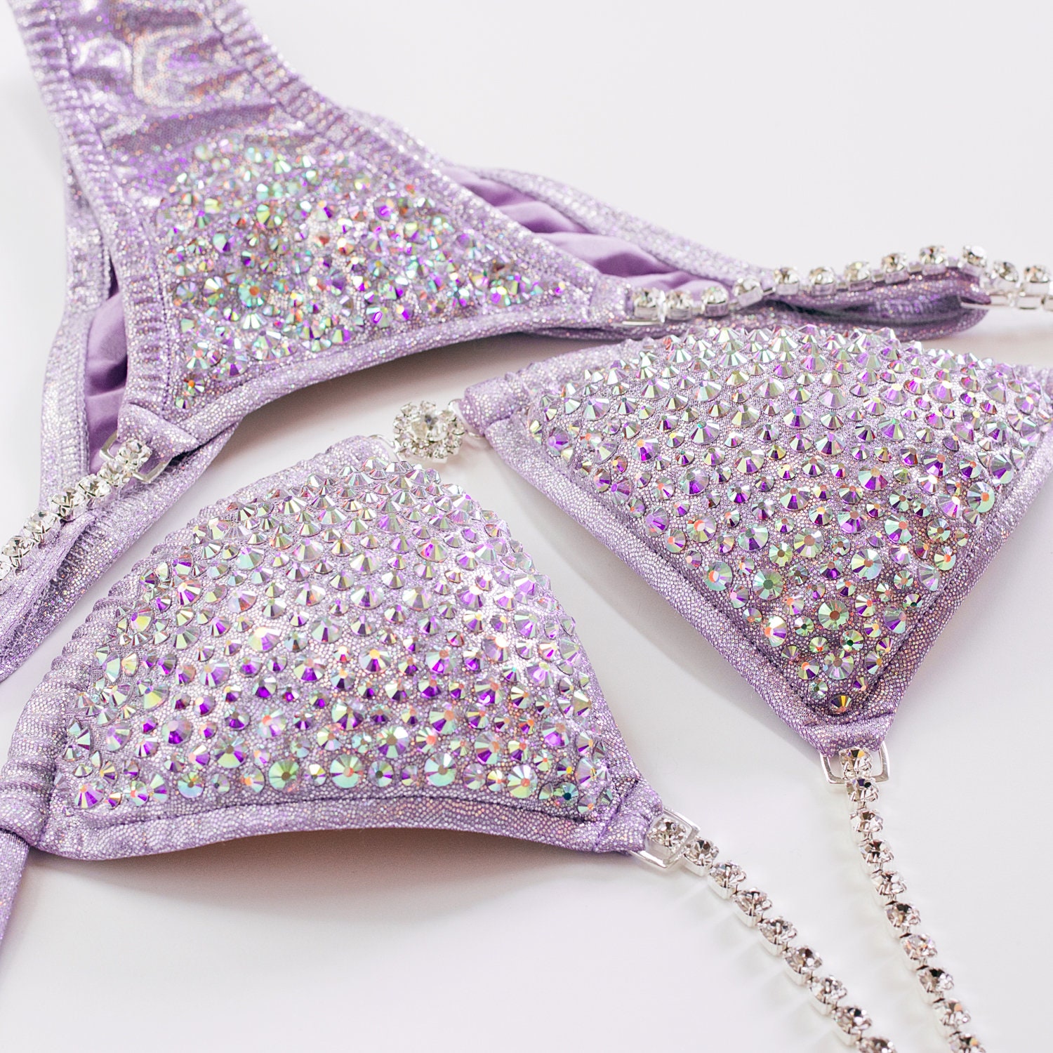 Purple Crystal Competition Bikini AB Rhinestones NPC Bikini Suit