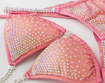 Coral Crystal Competition Bikini | Made to Order | Wellness/Figure/Physique option | Size/Cut confirmed after order | 1-Week Delivery Option