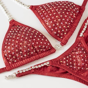 Red Crystal npc Competition Bikini | Made to Order | Size & Cut are confirmed after order is placed | 1-Week Delivery Option