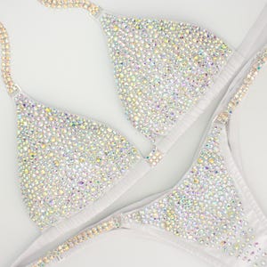 White Crystal Competition Bikini| Made to Order | Wellness/Figure/Physique options | Size/Cut confirmed after order | 1-Week Delivery Option