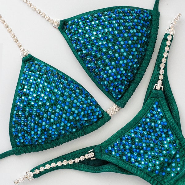 Green Bikini Competition Suit | Made to Order | Wellness/Figure/Physique options | Size/Cut confirmed after order | 1-Week Delivery Option