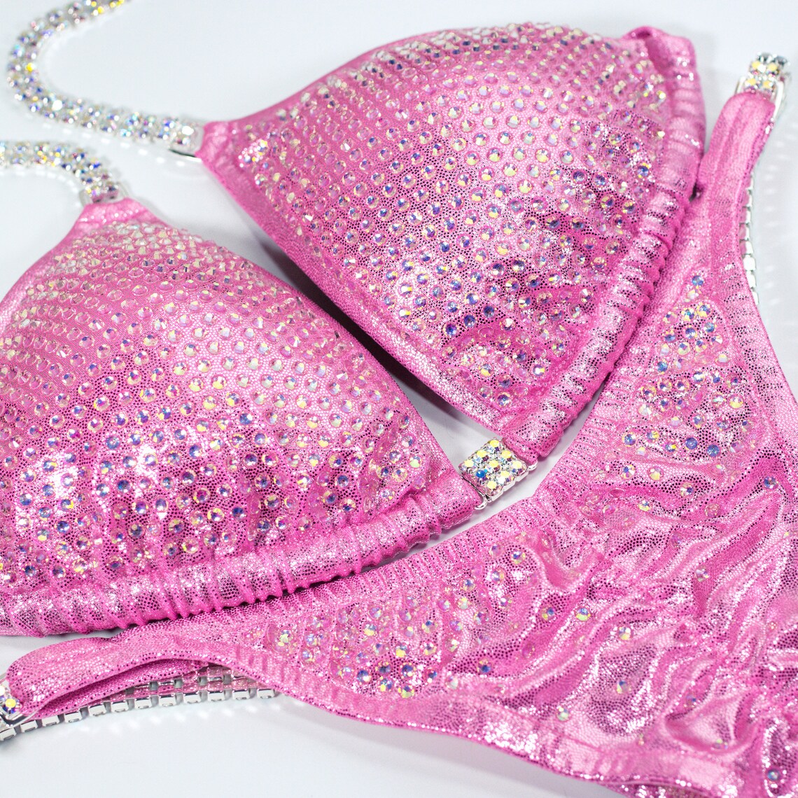 Pink Competition Bikini with Translucent AB Rhinestones | Etsy