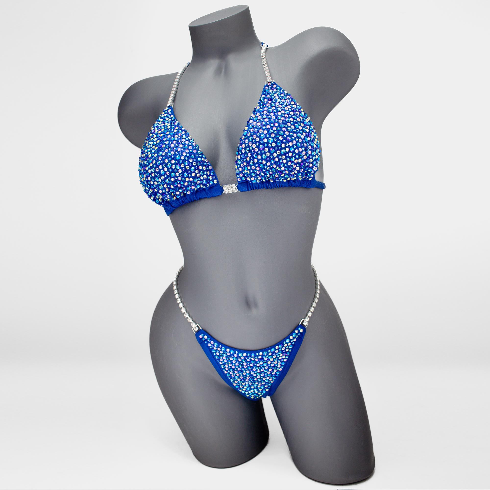 Blue Crystal Competition Bikini | Made to Order | Wellness/Figure/Physique options | Size/Cut confirmed after order | 1-Week Delivery Option