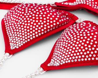 Red NPC Crystal Competition Bikini | Made to Order | Size & Cut are confirmed after order is placed | 1-Week Delivery Option