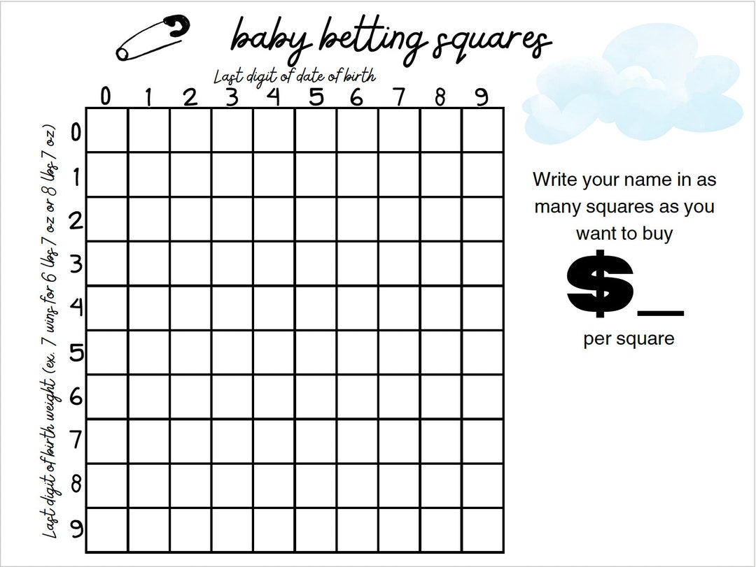 Baby Betting Squares Game Etsy