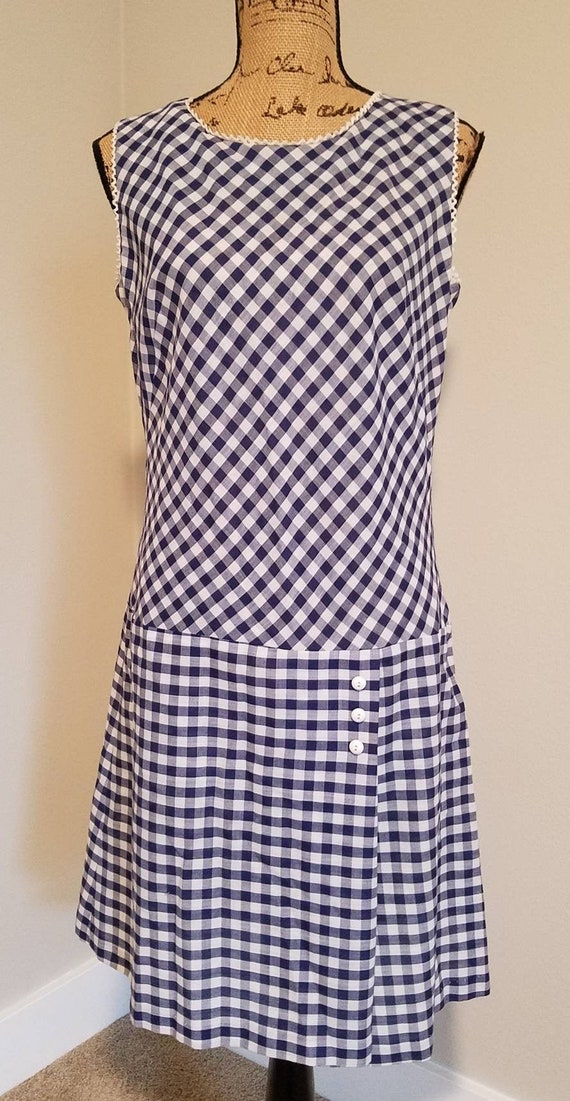 1960s Sears Navy and  White Checked Romper / Dress