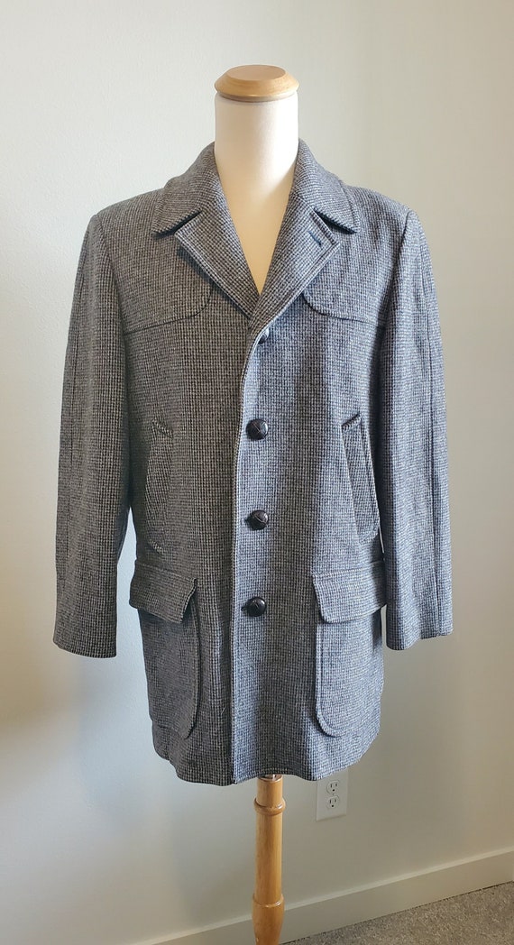 1970s / 1980's Pendleton Men's Blue and Brown Tweed Wool