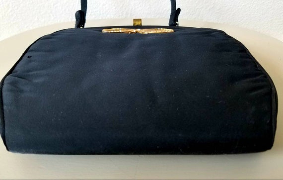 1950s Britemode Black Silk Evening Purse With Gol… - image 3