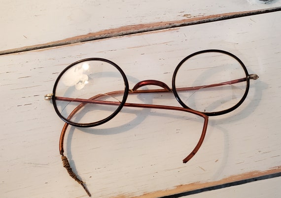 1920s Antique Bronze Metal Bifocal Eyeglasses / S… - image 8
