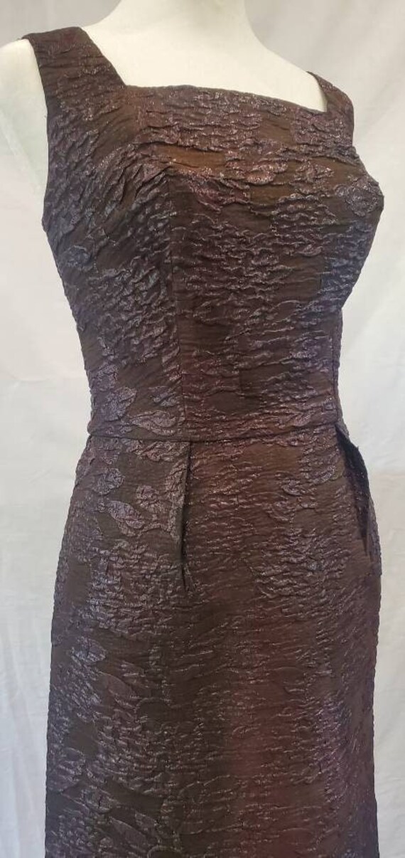 1960s Julie Miller Brown and Black Brocade Tank C… - image 1