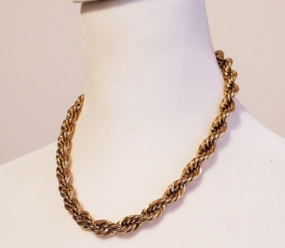 1980's Vintage Napier Gold Rope Chain Choker Sign… - image 2