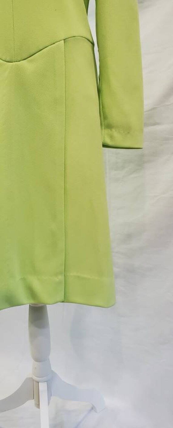 1960s Lime Green Polyester Long Sleeved Split Ski… - image 5