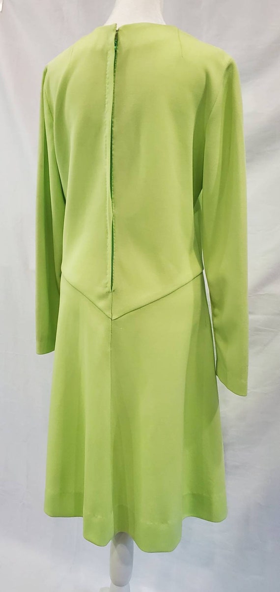 1960s Lime Green Polyester Long Sleeved Split Ski… - image 8