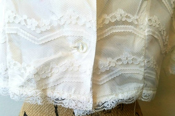 1950's Mode O'Day Ivory Lace Cropped Blouse With … - image 9