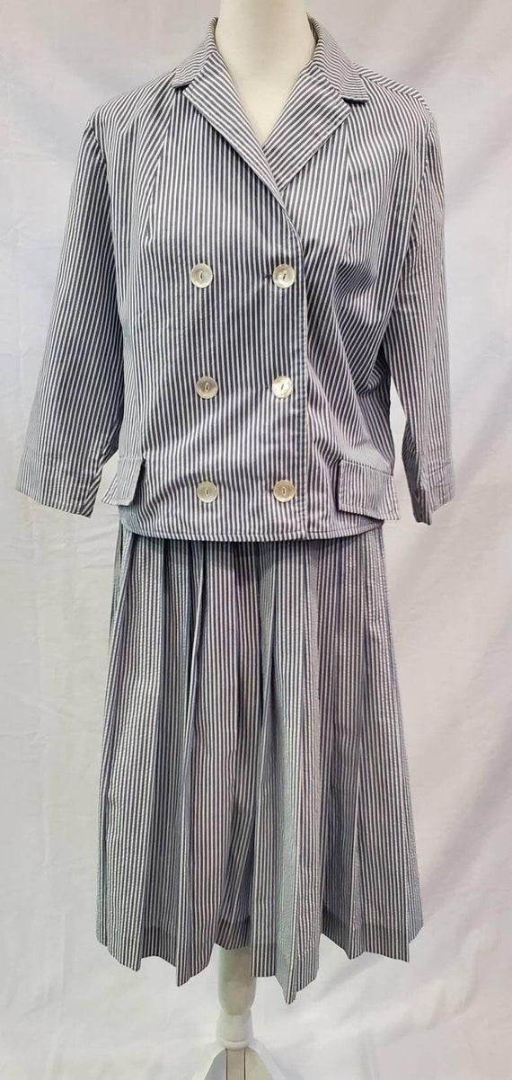 1950s Miss Pat California Blue and White Striped S