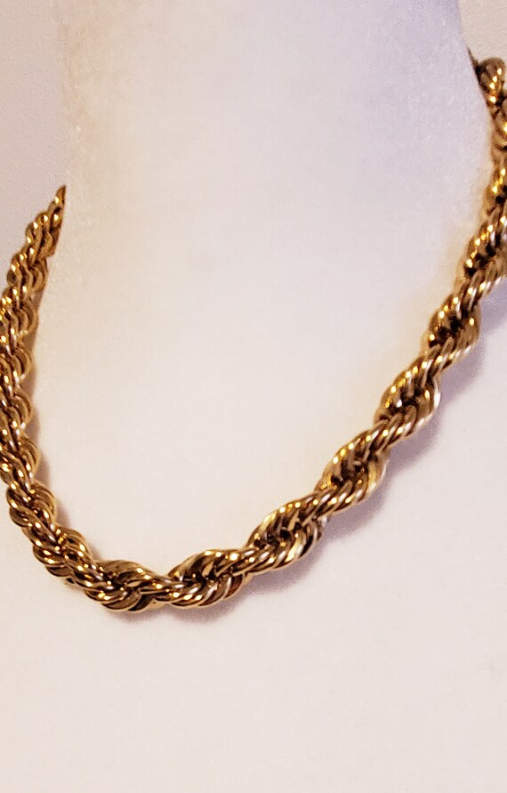 1980's Vintage Napier Gold Rope Chain Choker Sign… - image 7