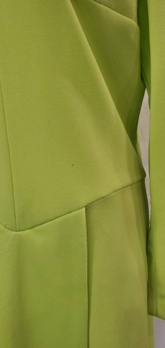 1960s Lime Green Polyester Long Sleeved Split Ski… - image 9