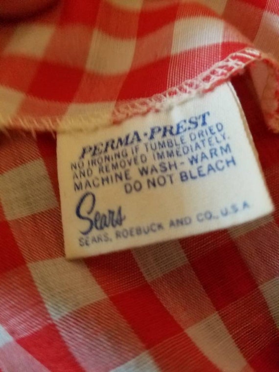 1960s Sears Red and White Checked Sleeveless Summ… - image 10