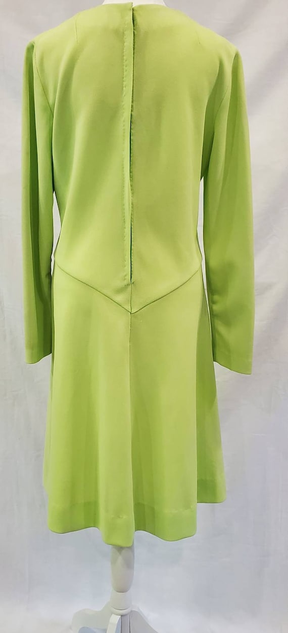 1960s Lime Green Polyester Long Sleeved Split Ski… - image 7