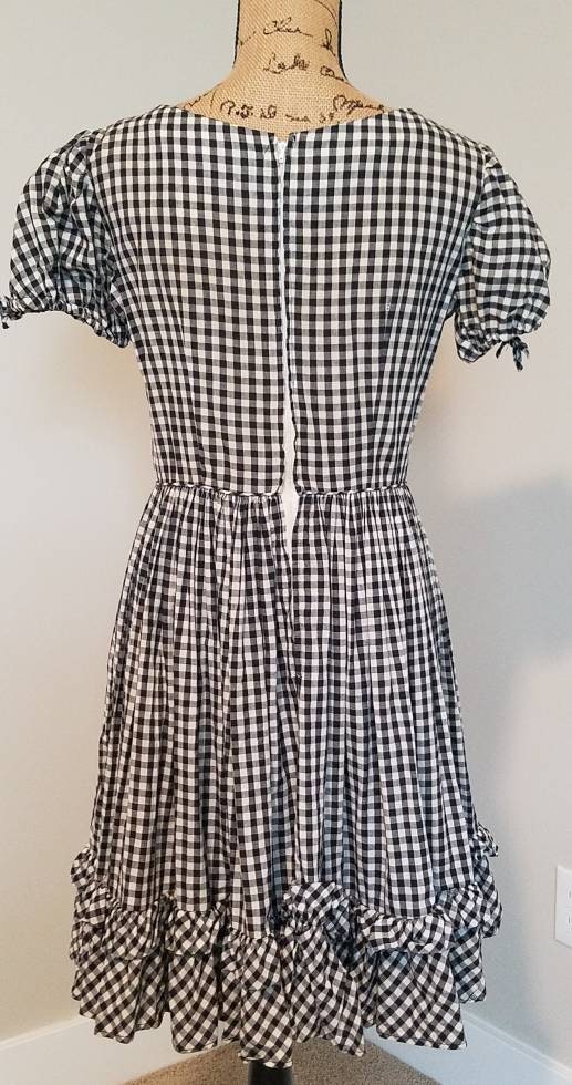 1950s Mode O Day Black and White Plaid Ruffled Dress / - Etsy
