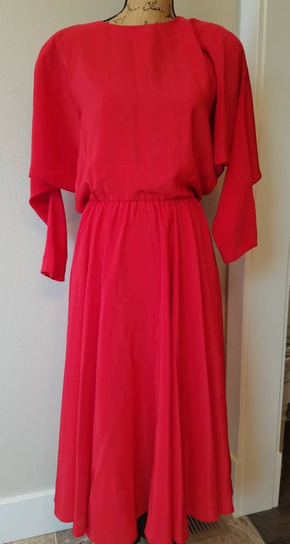 1970's Frances Henaghan Cherry Red Day Dress / Cin