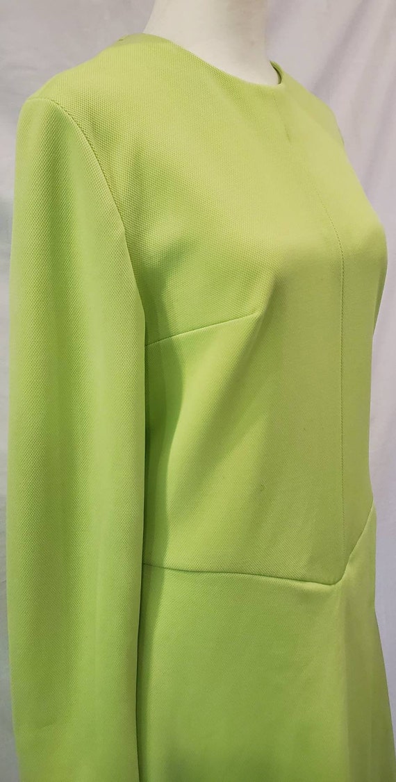 1960s Lime Green Polyester Long Sleeved Split Ski… - image 4