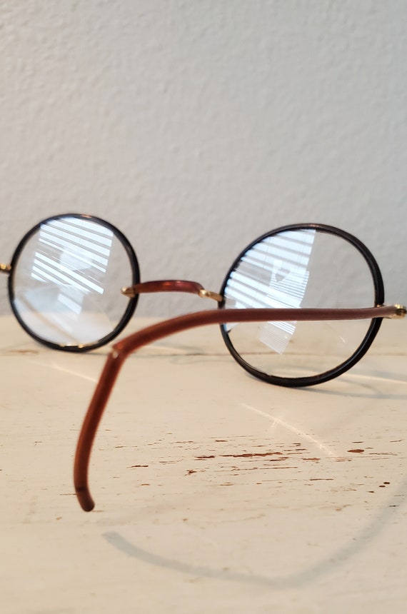 1920s Antique Bronze Metal Bifocal Eyeglasses / S… - image 5