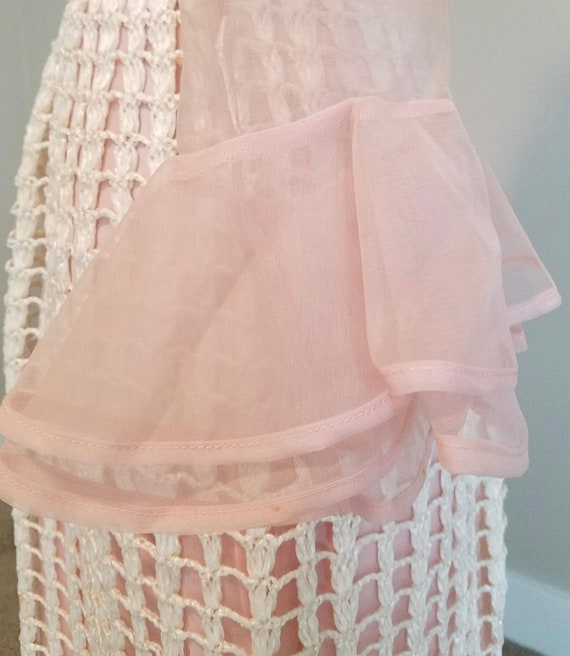 1970s Jack Bryan Pale Pink Chiffon Ruffled Evenin… - image 5