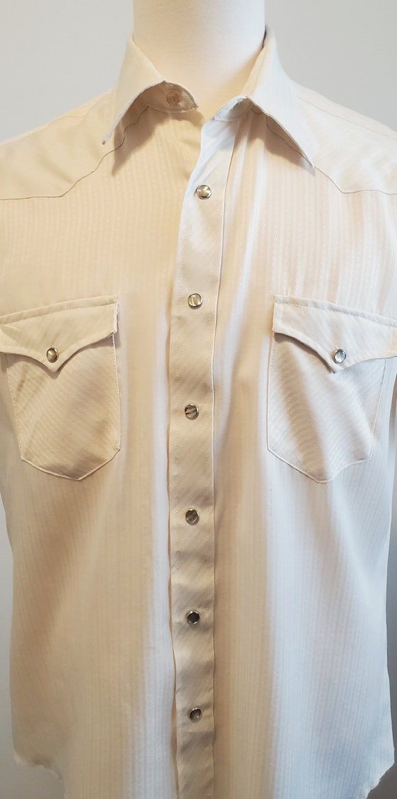 1970s Wranglers Cream Men's Short Sleeve Western … - image 2