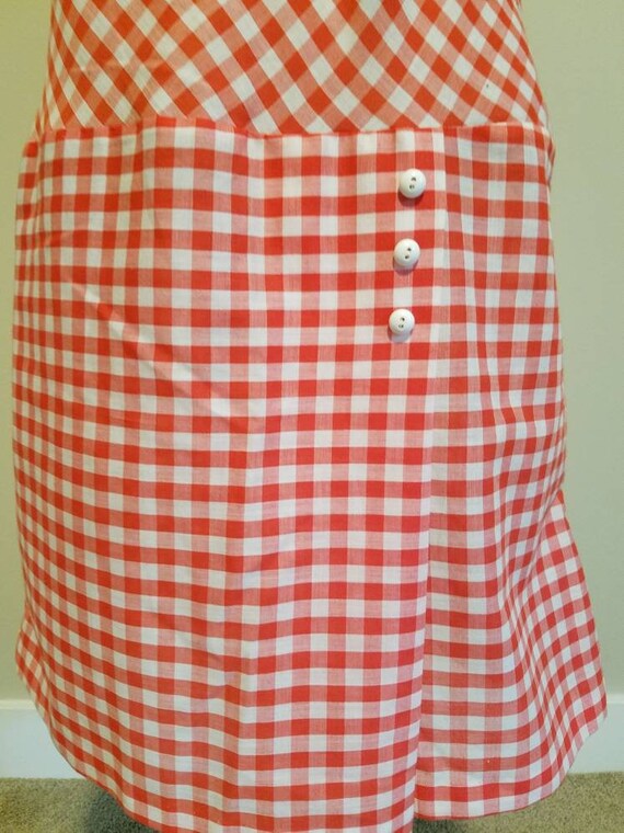 1960s Sears Red and White Checked Sleeveless Summ… - image 7