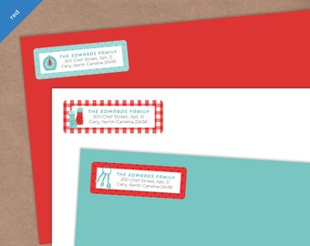 Retro Recipe Cooking Party Printable Return Address Labels